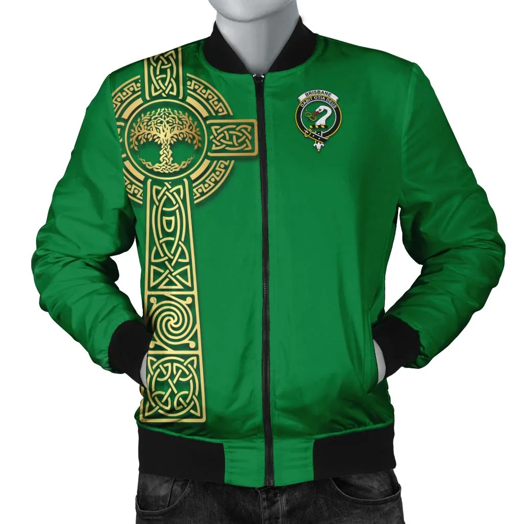 Brisbane Clan Bomber Jacket with Golden Celtic Tree Of Life