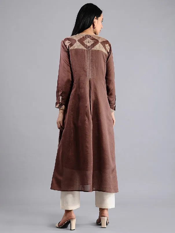 Brown Diamond Pattern Shibori Kurta (Set of 2)