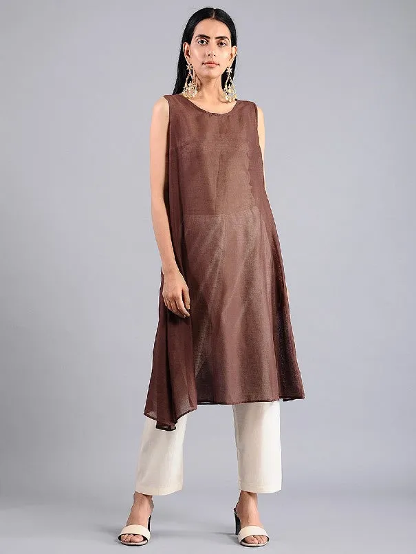 Brown Diamond Pattern Shibori Kurta (Set of 2)