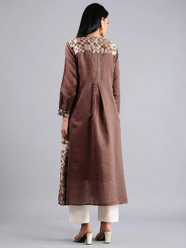 Brown Mirror Work Shibori Kurta (Set of 2)