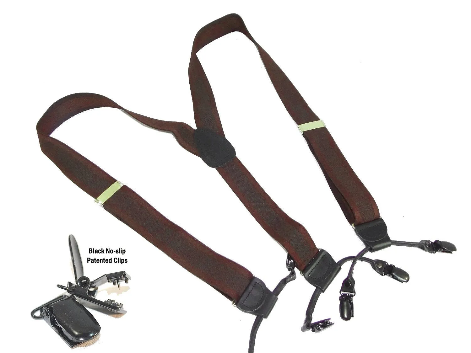 Burgundy Cordovan Dual-clip Men's Holdup Suspenders with Tone-on-tone Jacquard weave with patented no-slip clips