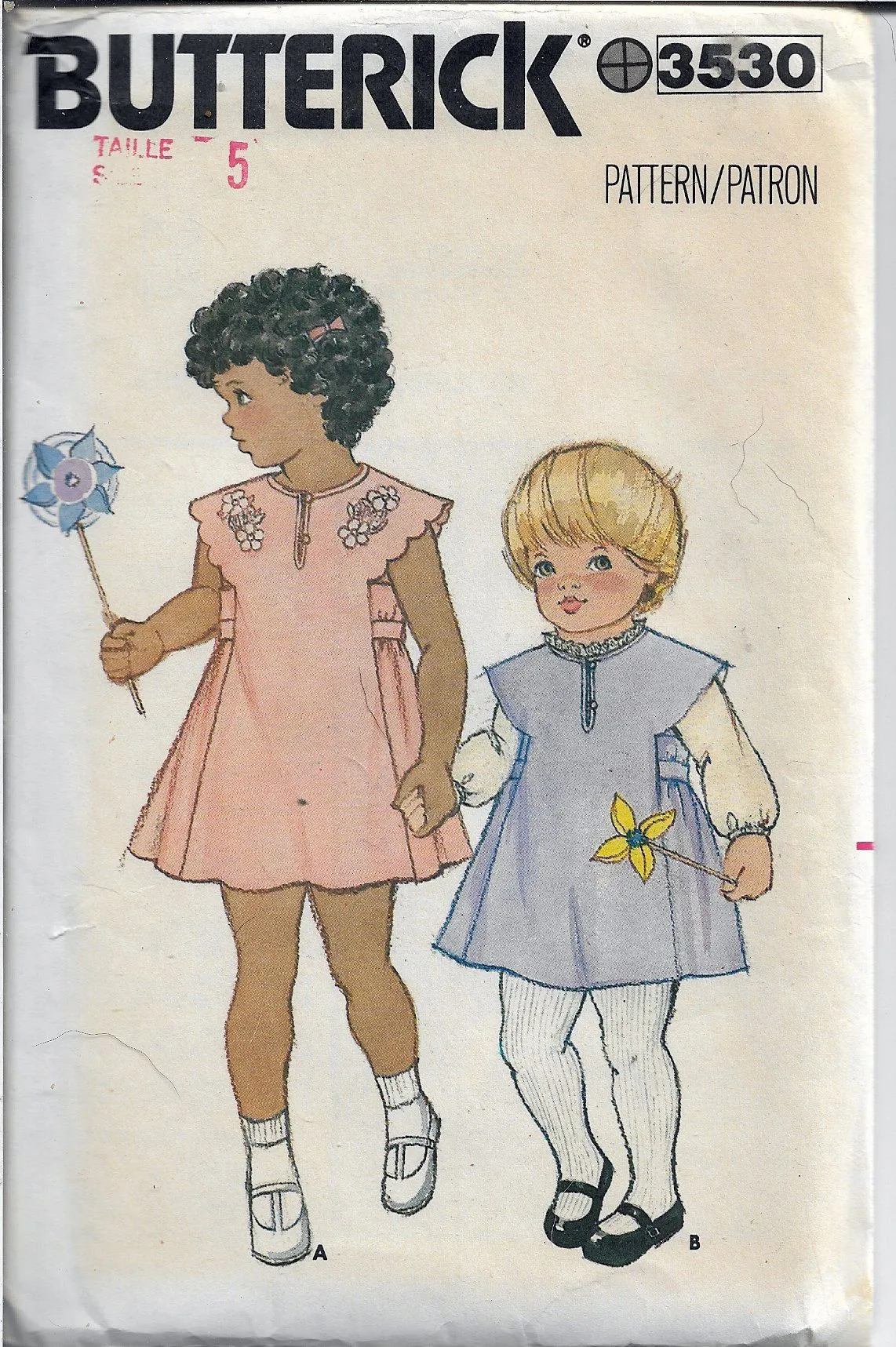 Butterick 3530 Little Girls Jumper Flared Dress Vintage Sewing Pattern 1980s