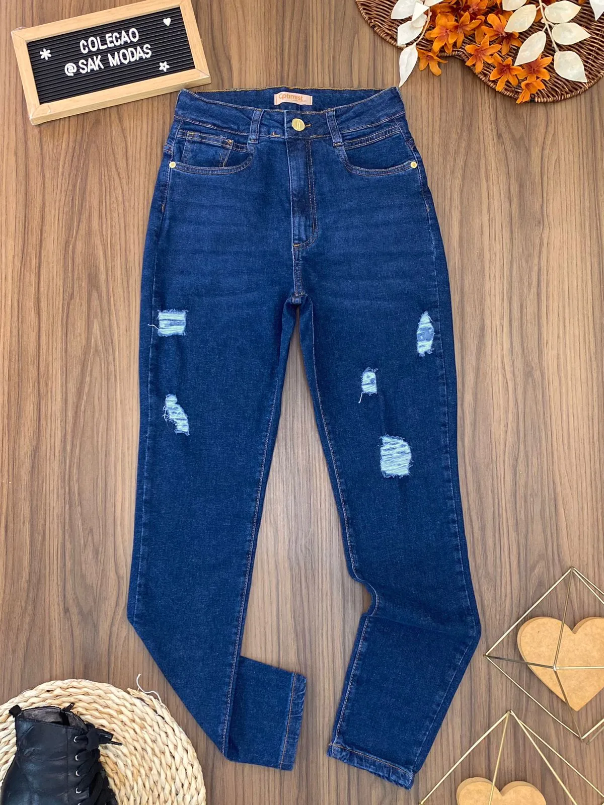 Calça Jeans Skinny Puídos 4222801. 7/F)