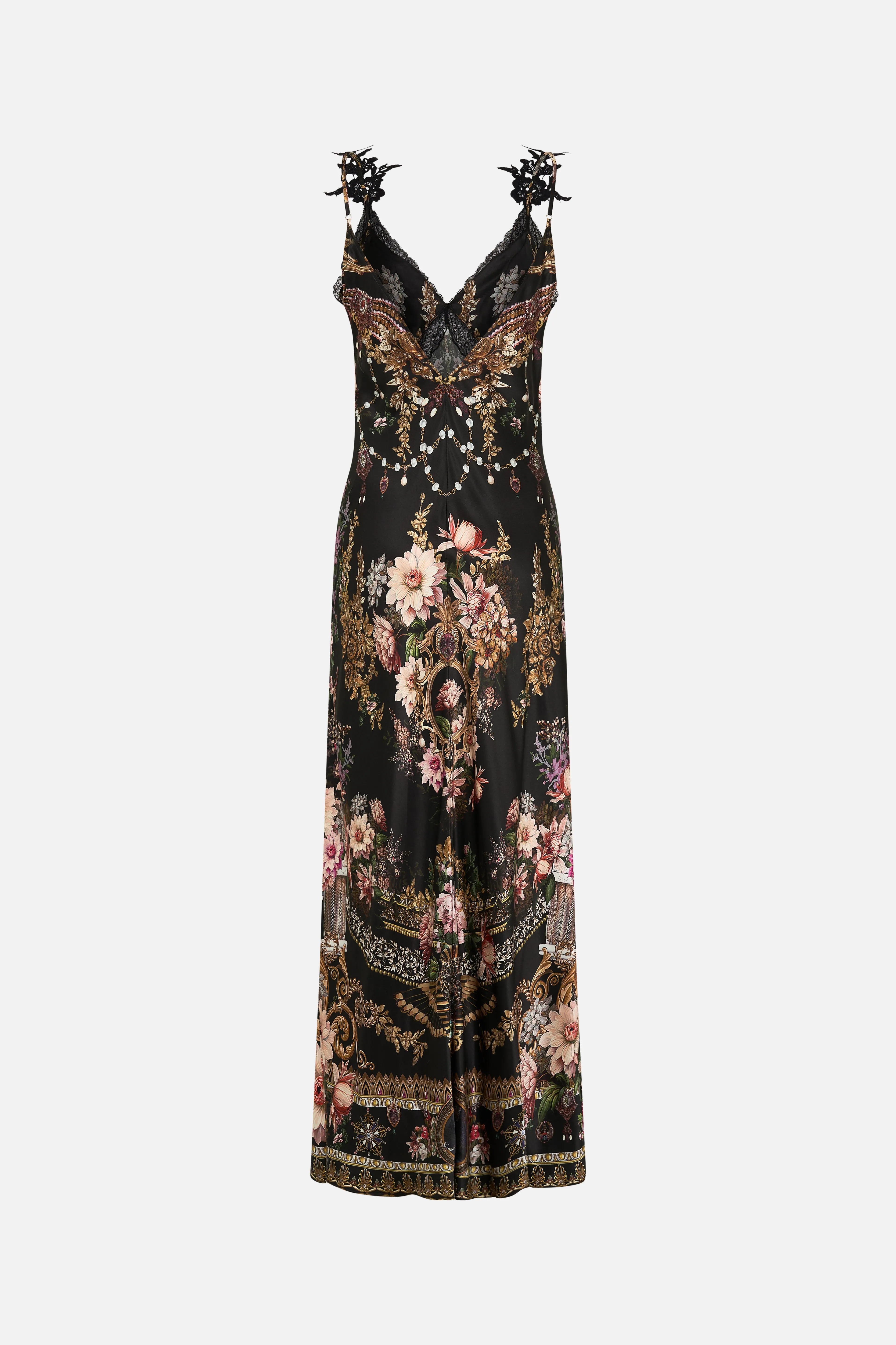 CAMILLA | DYNASTY DAZE V NECK FULL LENGTH BIAS SLIP DRESS