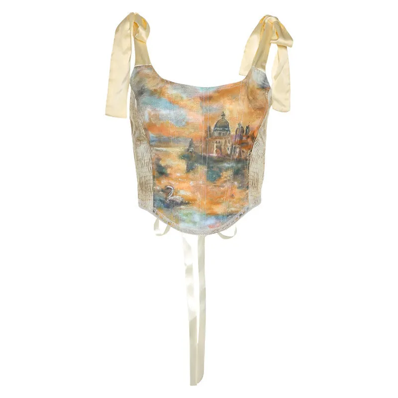 Camisole Cropped Navel Slim-fit Print Camisole