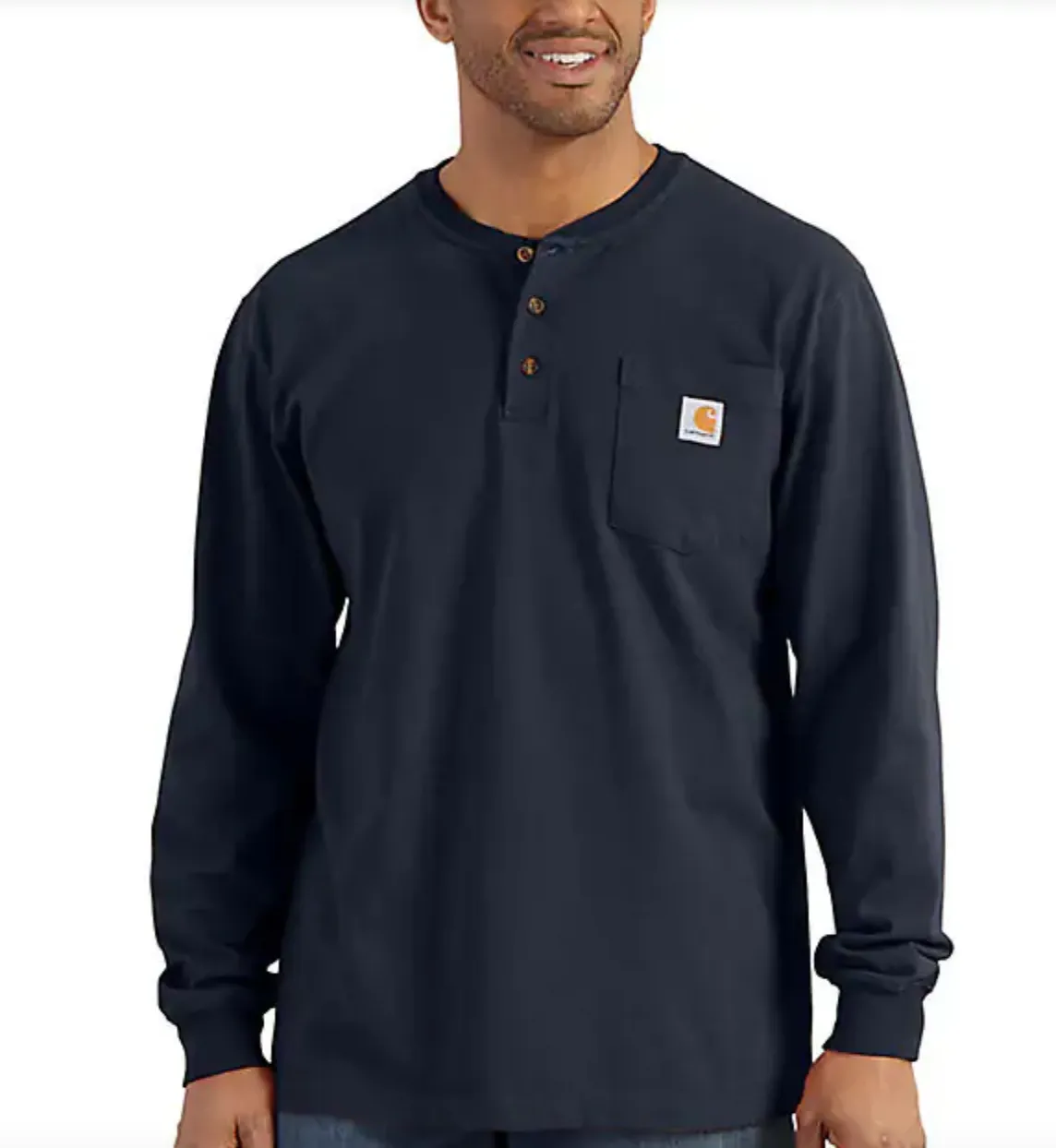 Carhartt K128 Big & Tall Long Sleeve Pocket Henley T-Shirt