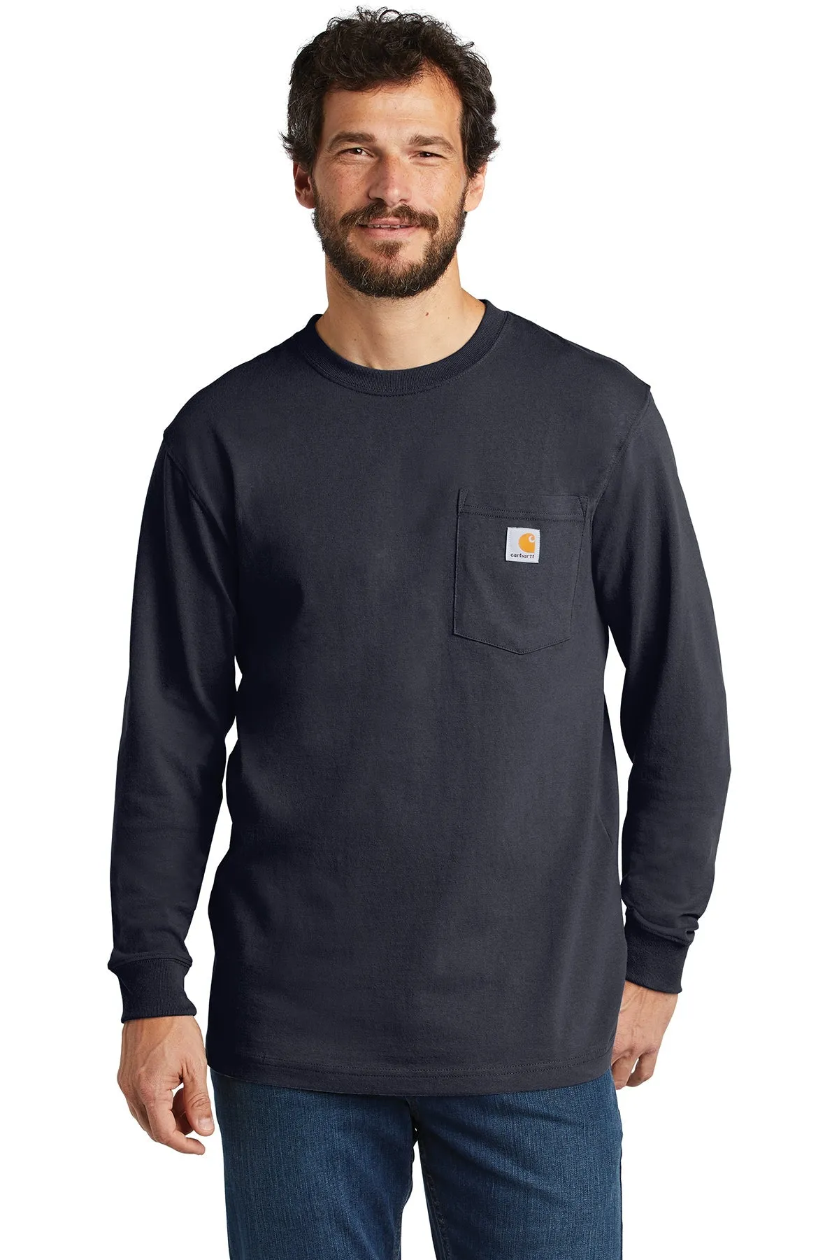 Carhartt Workwear Pocket Long Sleeve Custom T-Shirts, Navy