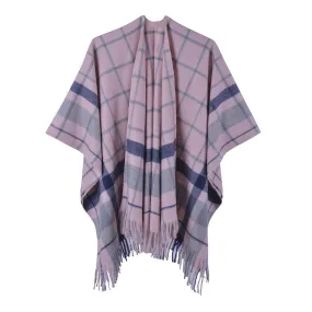 Checked scarf shawl reversible cashmere split shawl napping blanket in summer air-conditioning room