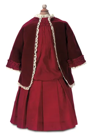 Classic Burgundy Silk & Velvet Two Piece Ensemble