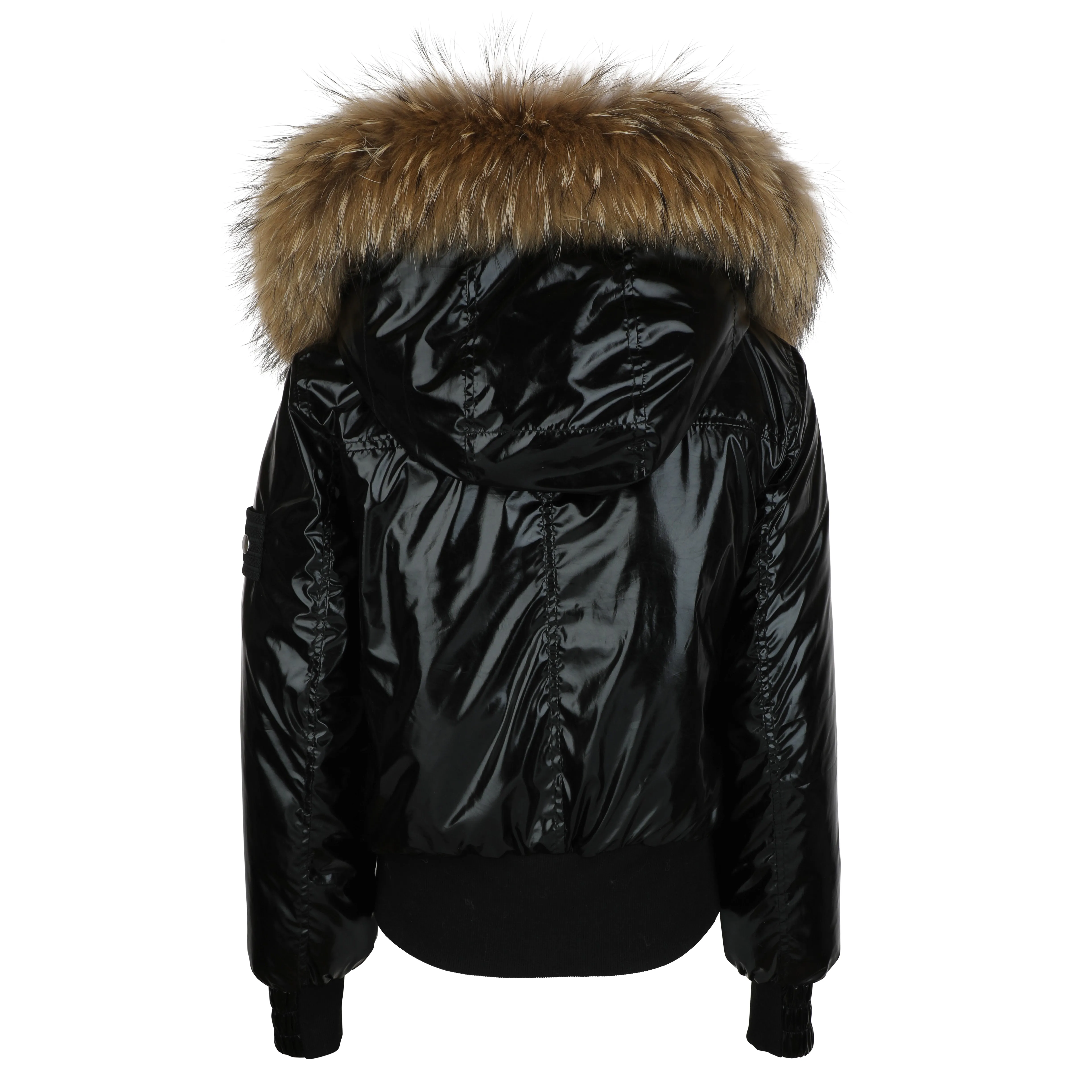 coat bomber contrast with fur - beige