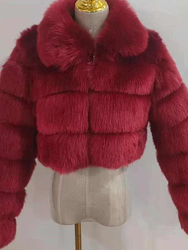 Collar Faux Fur Bubble Coat