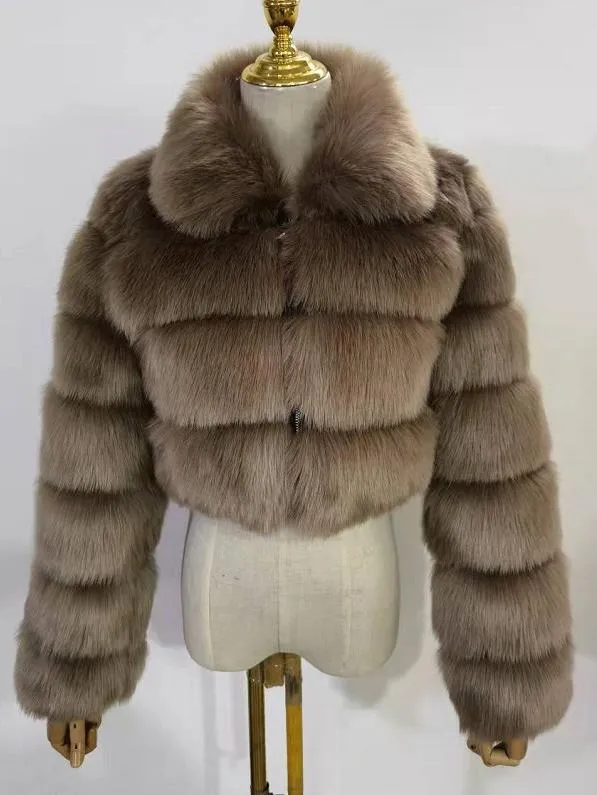 Collar Faux Fur Bubble Coat