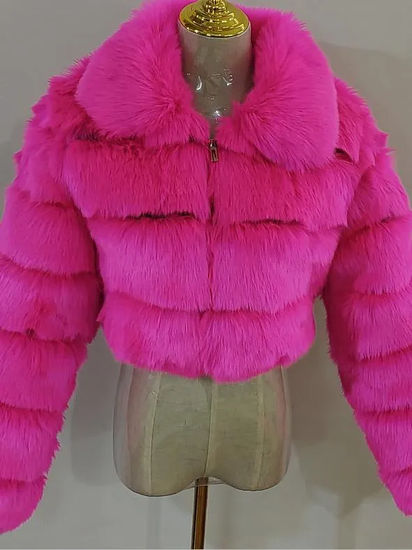 Collar Faux Fur Bubble Coat