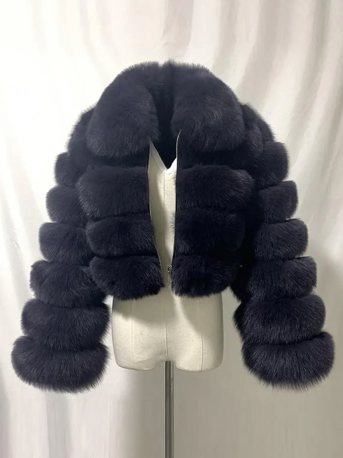 Collar Faux Fur Bubble Coat