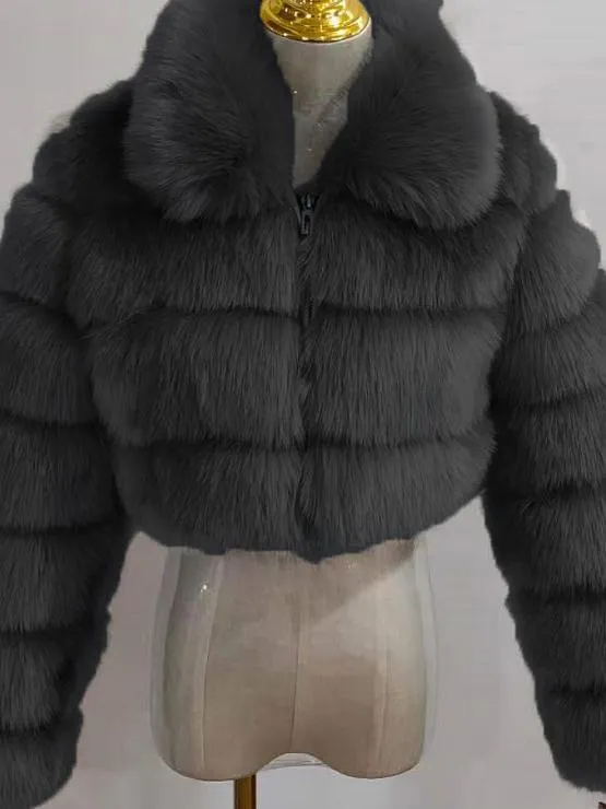 Collar Faux Fur Bubble Coat