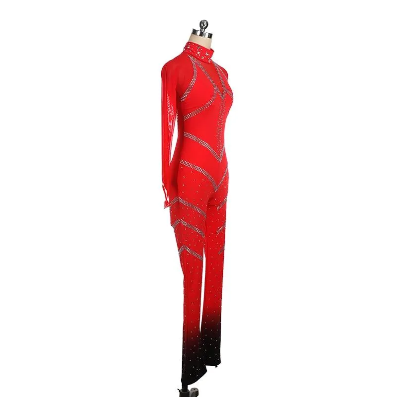 Competition Figure Skating Dress Catsuit Ombre BSU080629