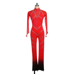 Competition Figure Skating Dress Catsuit Ombre BSU080629