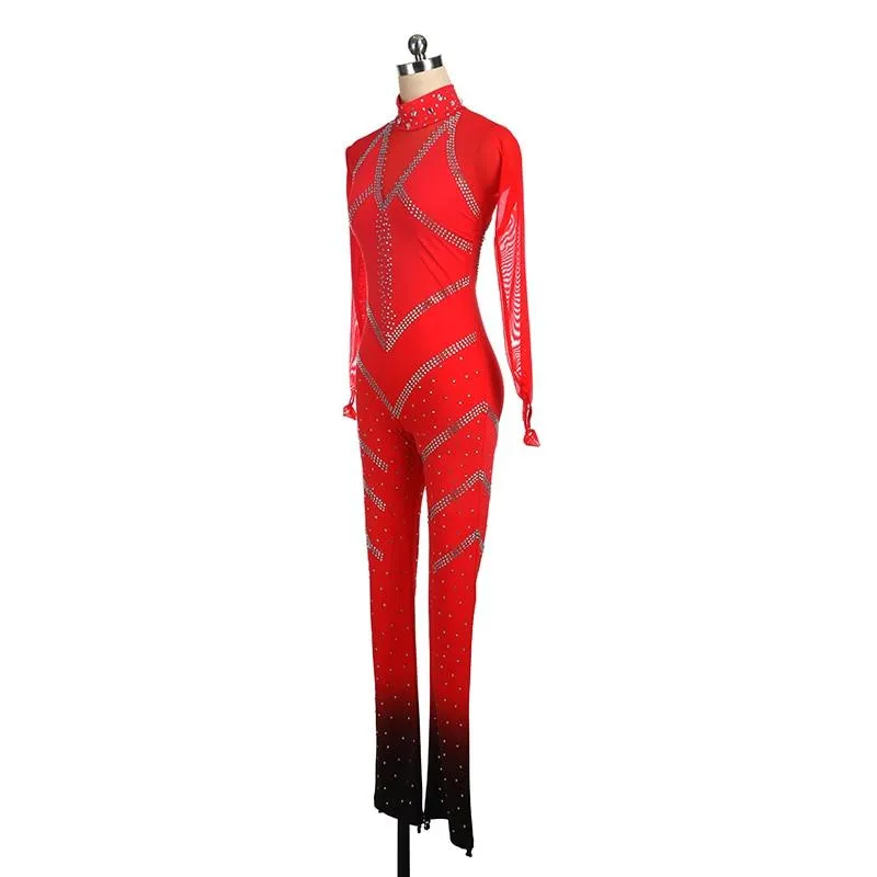 Competition Figure Skating Dress Catsuit Ombre BSU080629