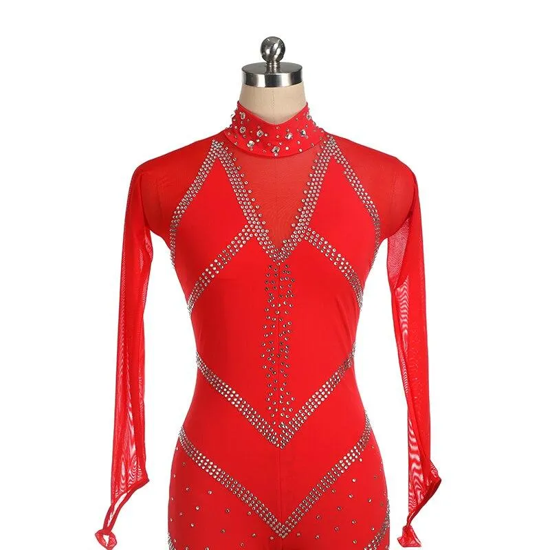 Competition Figure Skating Dress Catsuit Ombre BSU080629