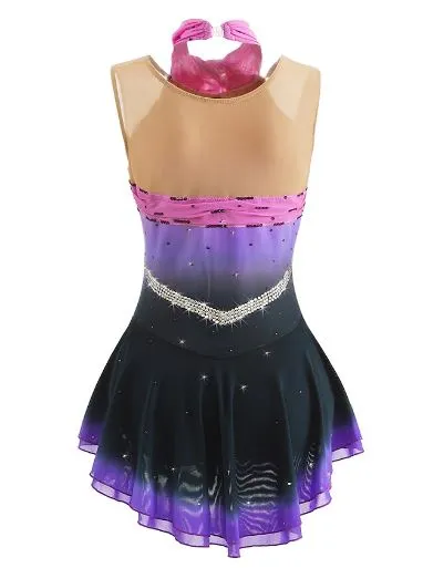 Competition Figure Skating Dress Fuchsia Ombre Purple to Navy BSU2682.2