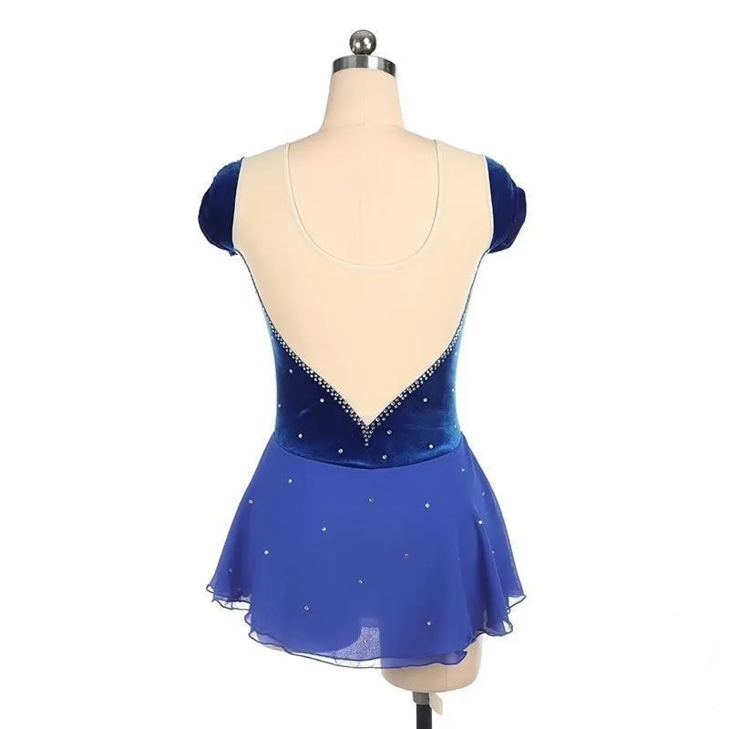 Competition Figure Skating Dress Short Sleeves in Velvet Avail in 10 Colors