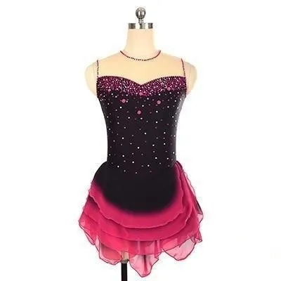 Competition Figure Skating Dress Sleeveless Black Red