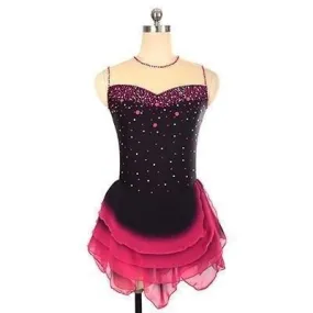 Competition Figure Skating Dress Sleeveless Black Red