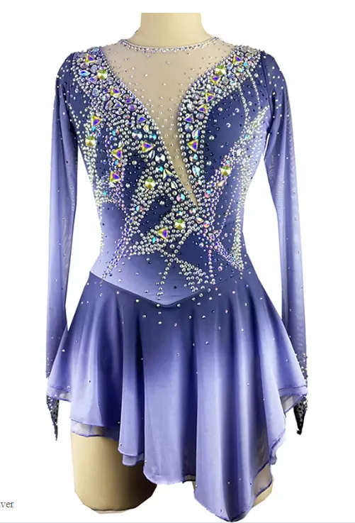 Competition Skating Dress Black Blue Ombre BSU120824