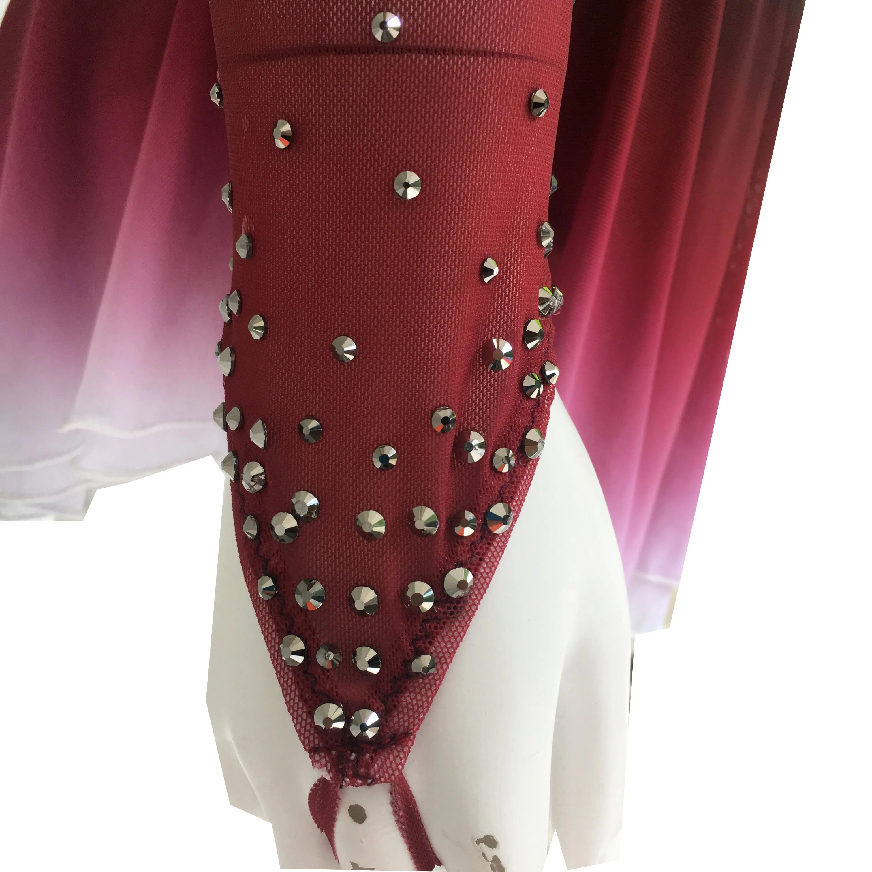 Competition Skating Dress Black Wine Ombre with Crystals BSU210723