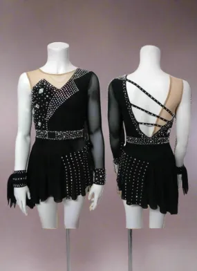 Competition Skating Dress Black with Straps BSU160623