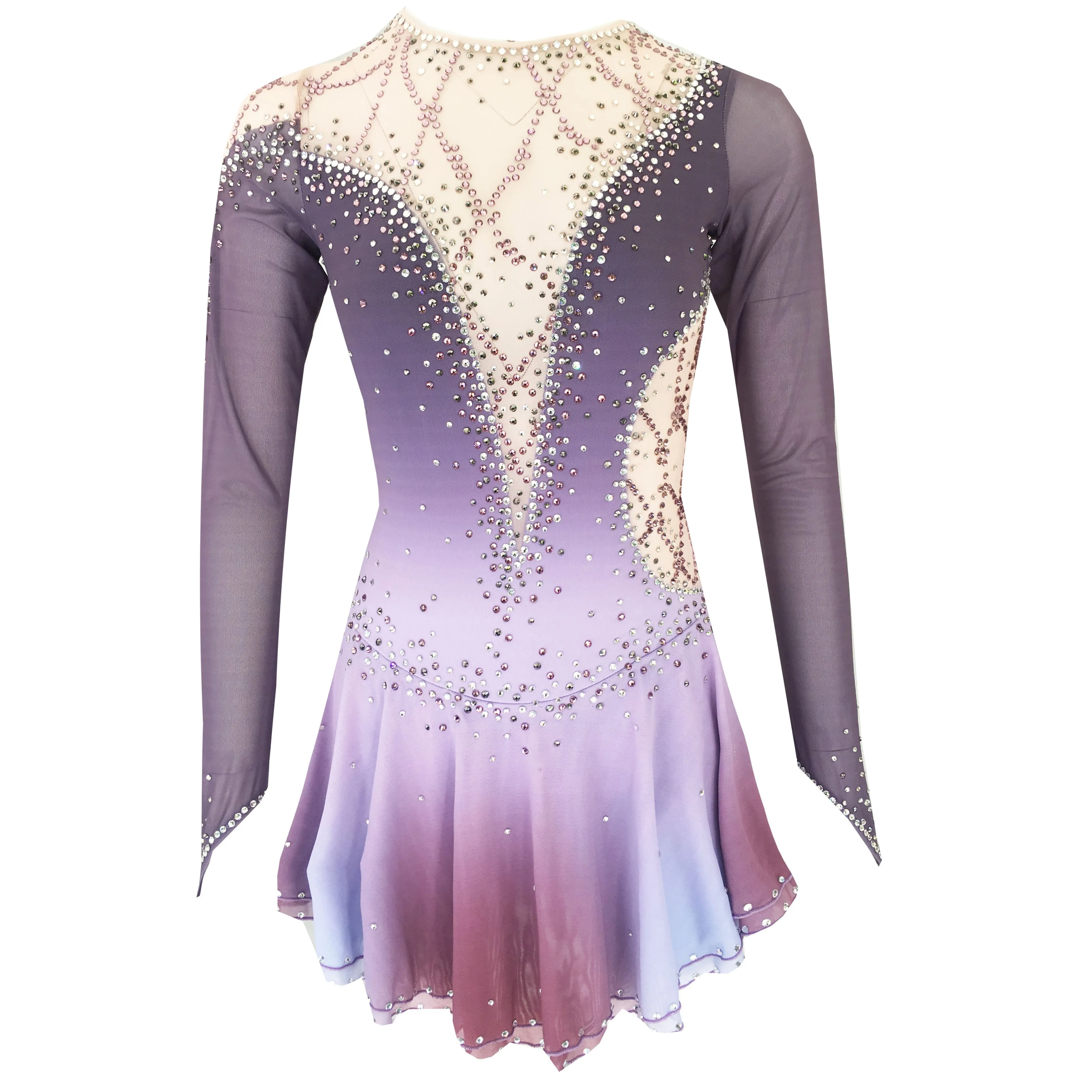 Competition Skating Dress Mauve Ombre with Crystals