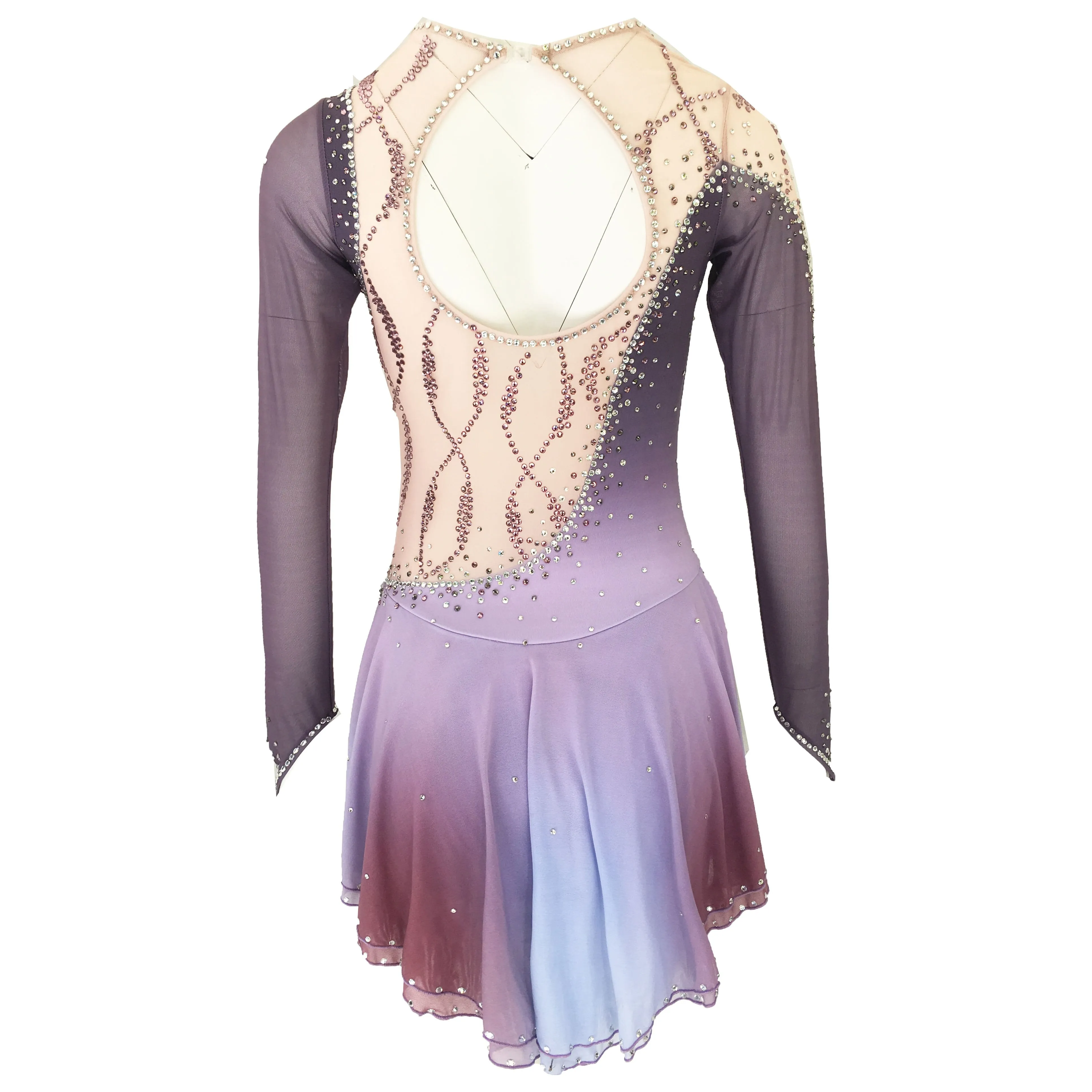 Competition Skating Dress Mauve Ombre with Crystals