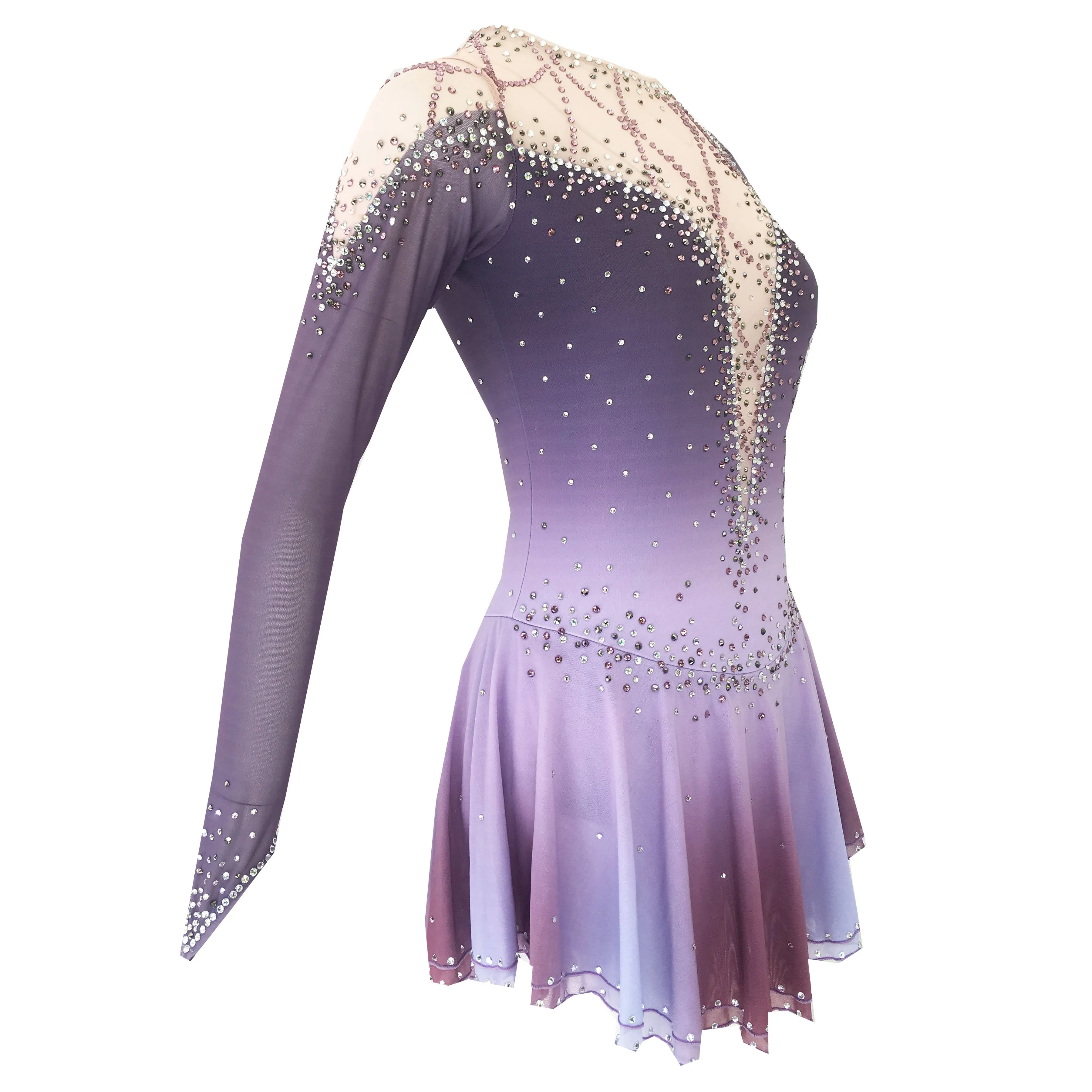 Competition Skating Dress Mauve Ombre with Crystals