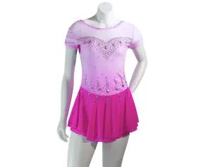 Competition Skating Dress Pink Ombre Short Gathered Short Sleeves BSU230420.1