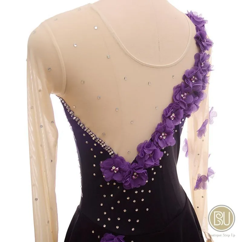 Competition Skating Dress Purple Flower Ombree BSU100222