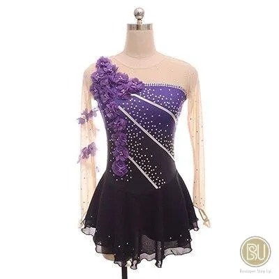 Competition Skating Dress Purple Flower Ombree BSU100222