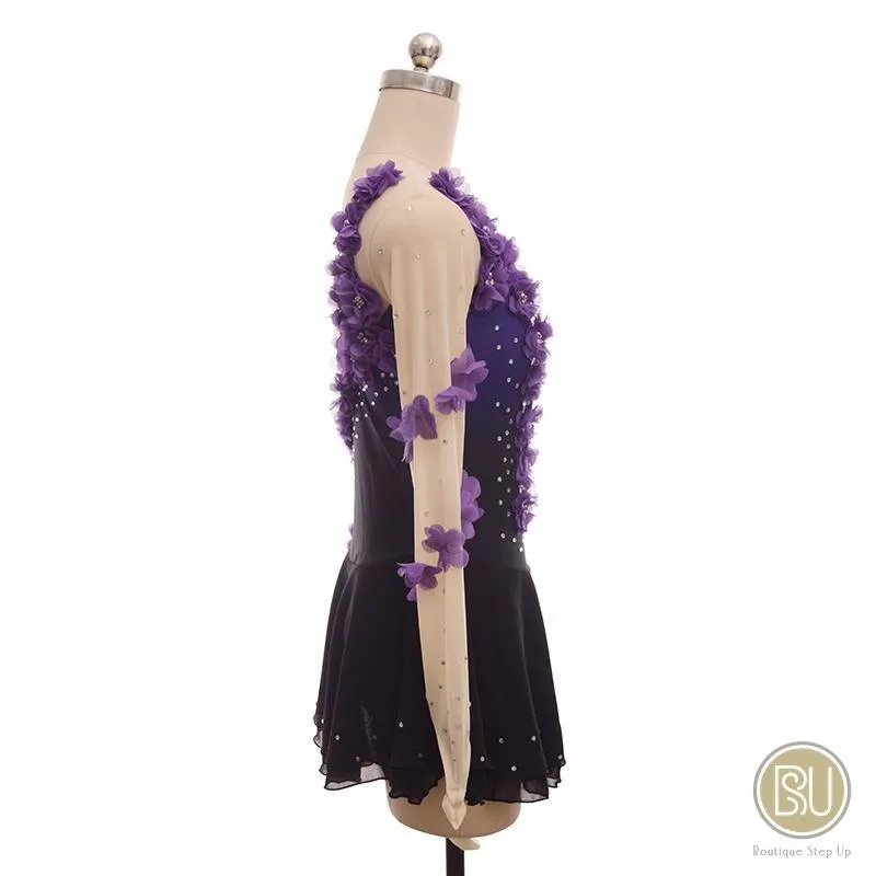 Competition Skating Dress Purple Flower Ombree BSU100222