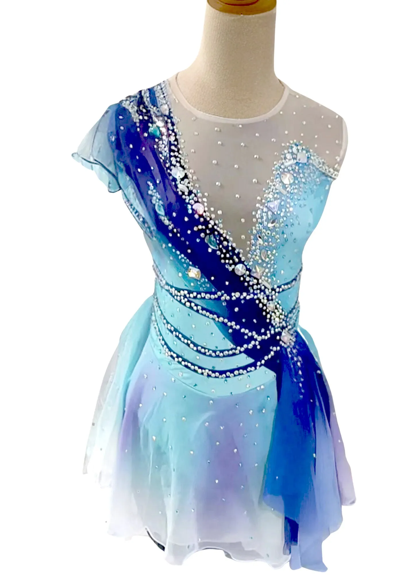 Competition Skating Dress Turquoise Blue Ombre  BSU140623