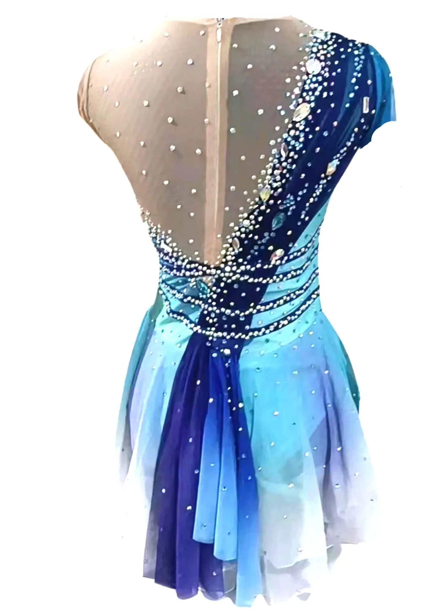 Competition Skating Dress Turquoise Blue Ombre  BSU140623