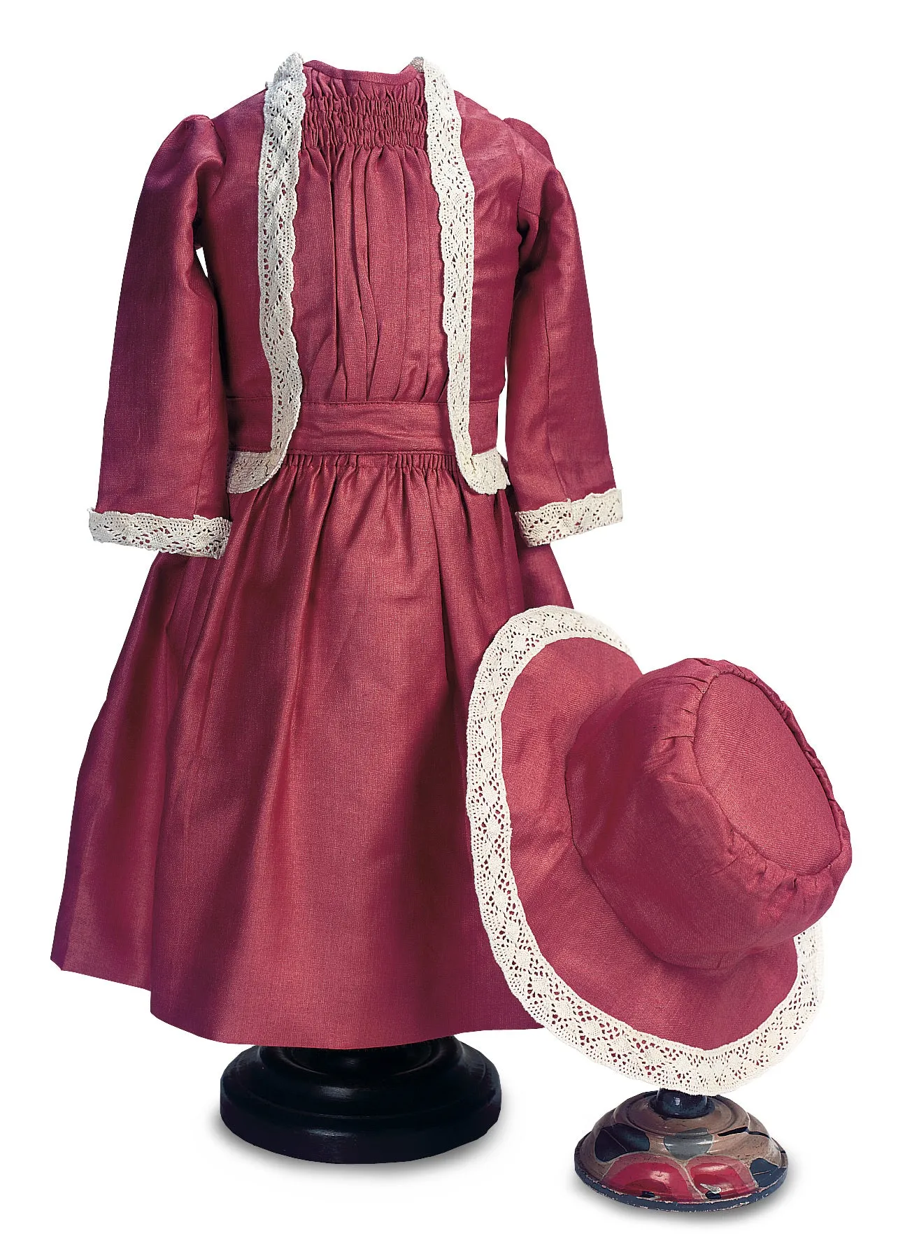 Coral Silk Dress And Bonnet