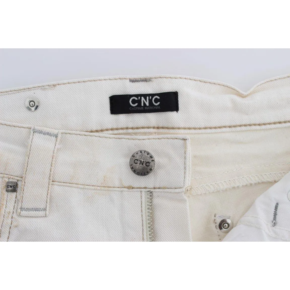 Costume National Chic White Slim Fit Designer Jeans