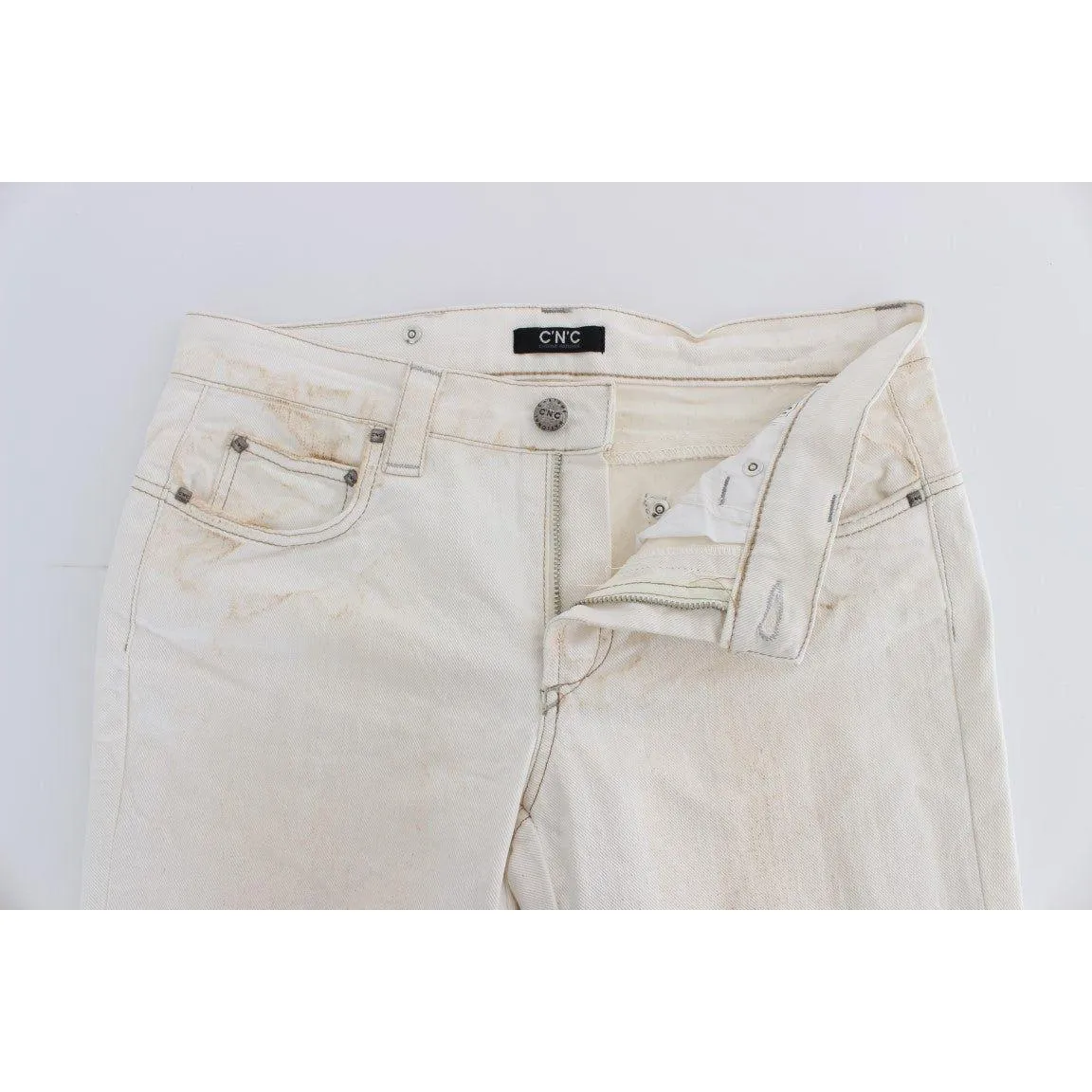 Costume National Chic White Slim Fit Designer Jeans