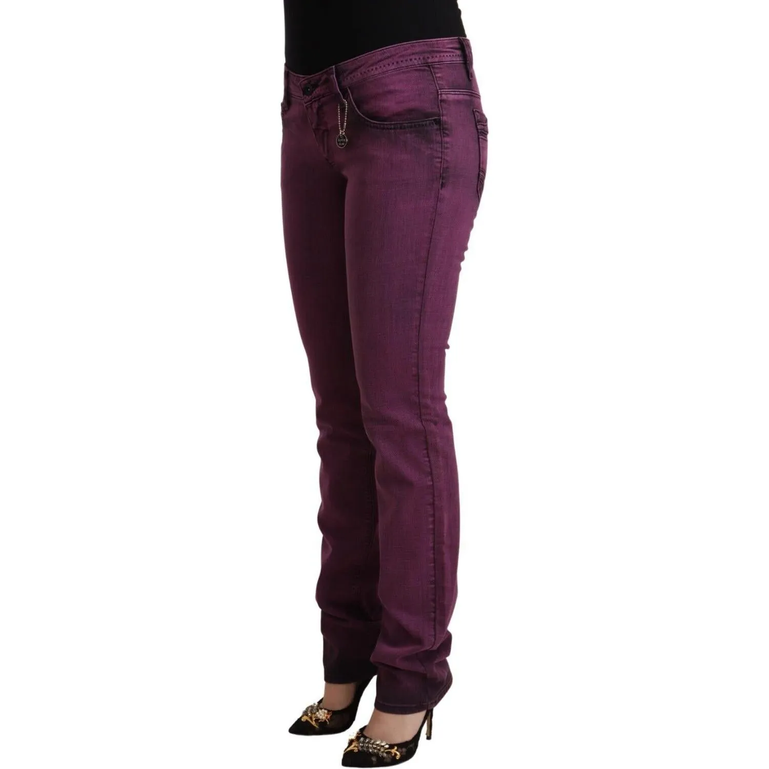 Costume National Elegant Purple Slim Fit Denim Jeans