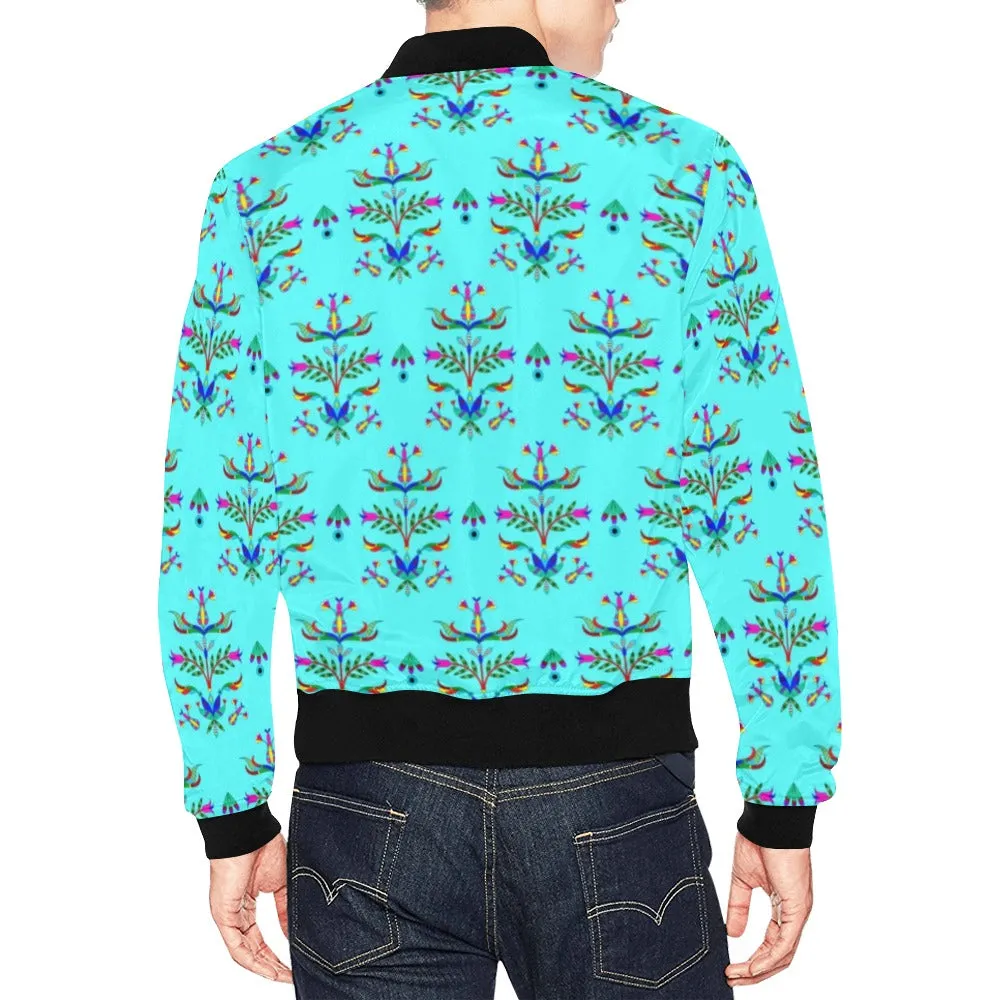 Dakota Damask Turquoise All Over Print Bomber Jacket for Men