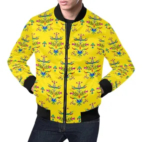 Dakota Damask Yellow All Over Print Bomber Jacket for Men