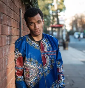 Dashiki Bomber Jacket in Blue African Print