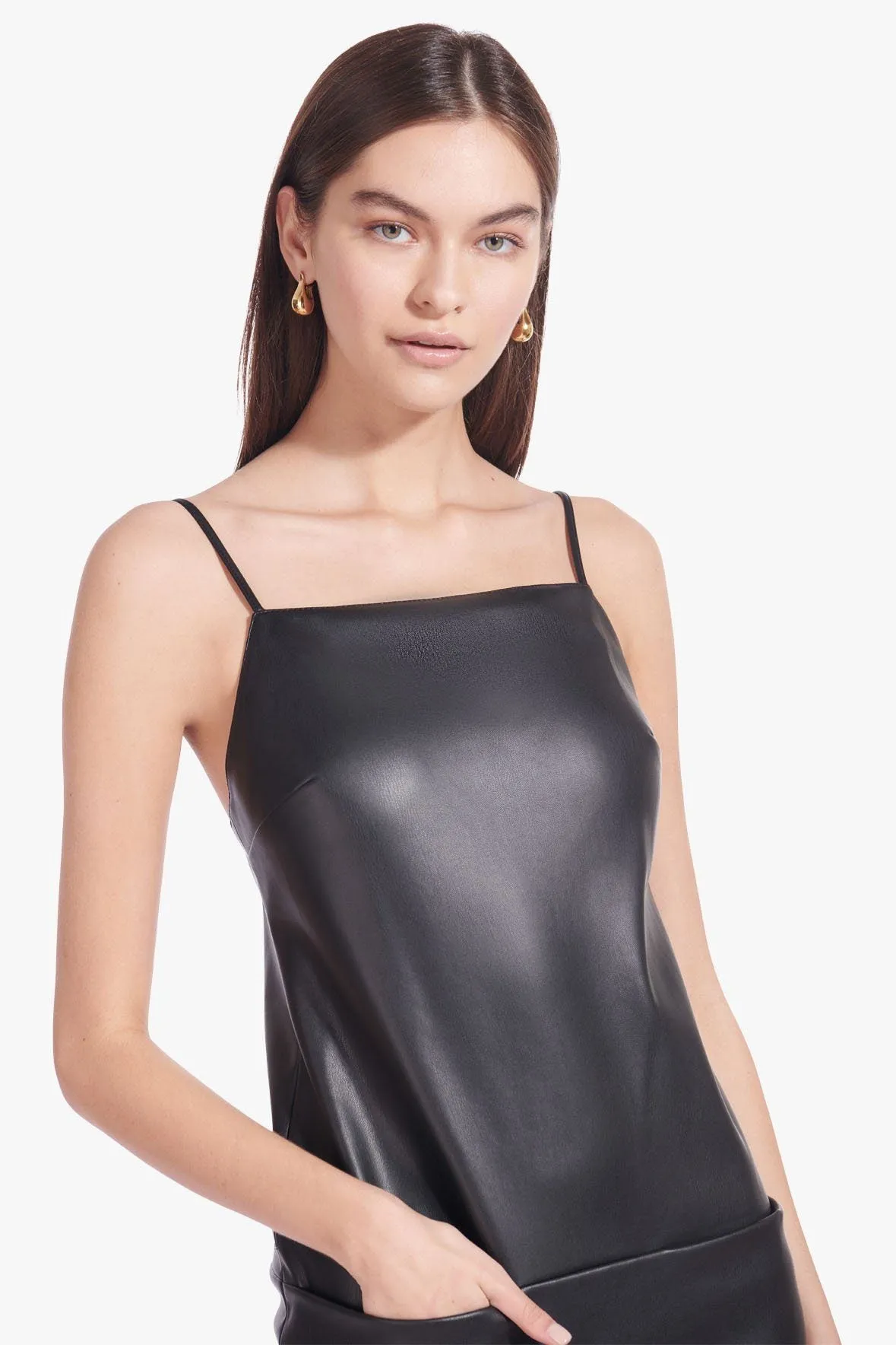 DIEGO DRESS | BLACK VEGAN LEATHER