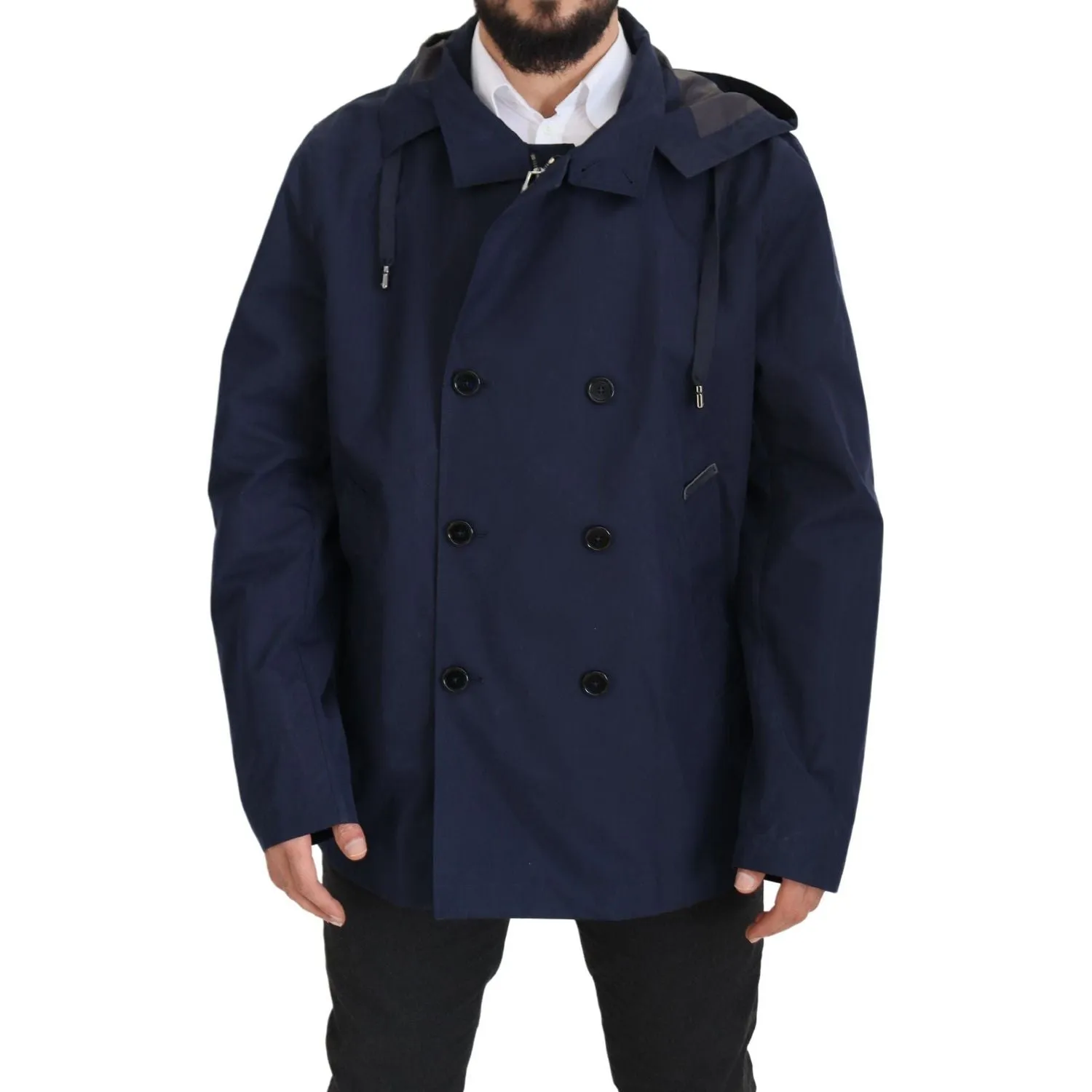 Dolce & Gabbana Elegant Double-Breasted Blue Parka Jacket