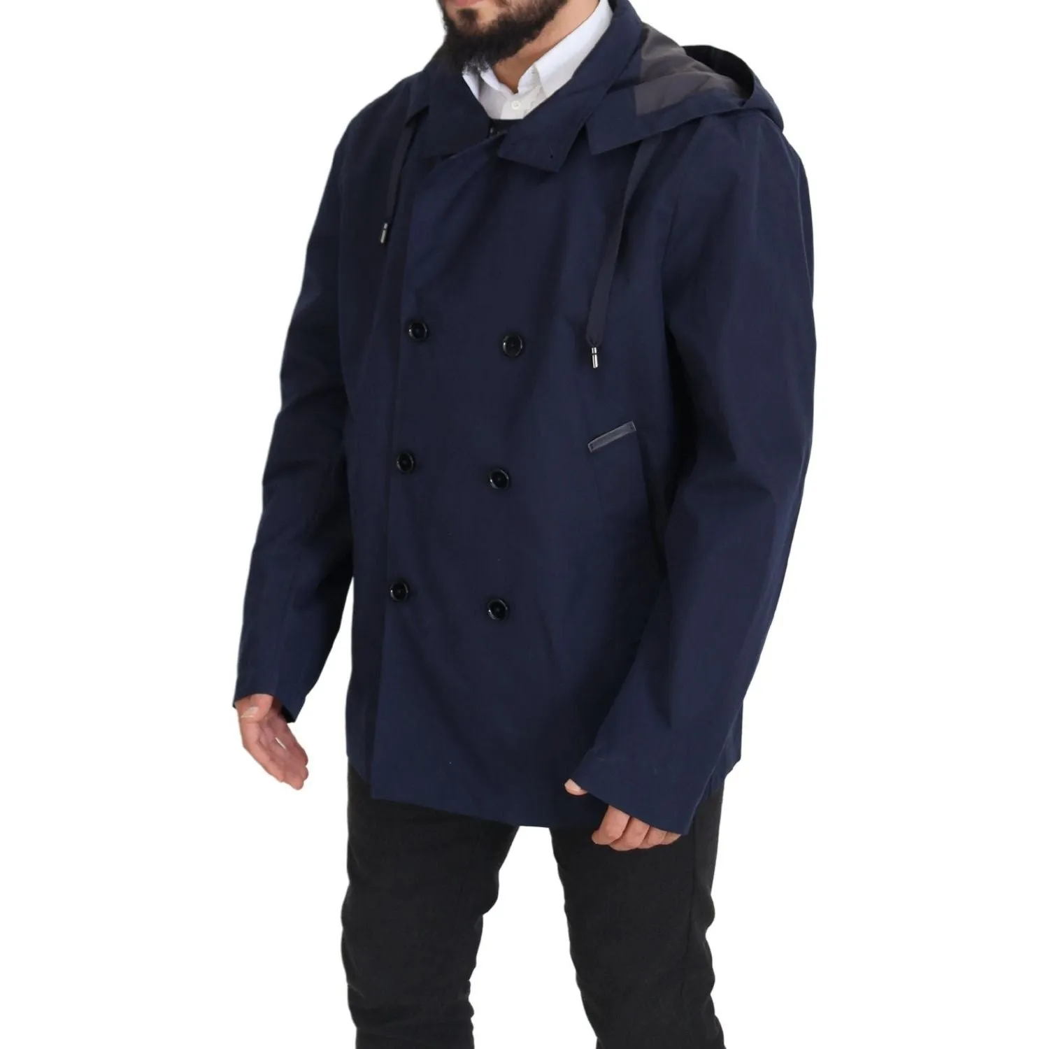 Dolce & Gabbana Elegant Double-Breasted Blue Parka Jacket