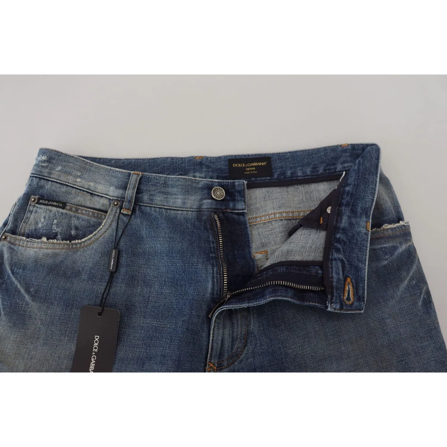 Dolce & Gabbana Stunning Tattered Denim Italian Jeans